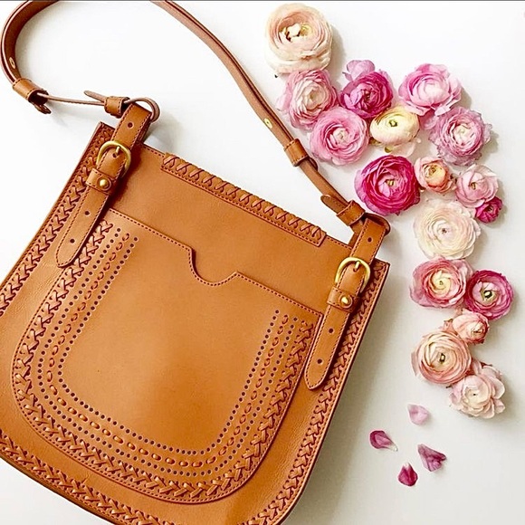 NEW Anthropologie Jasper & Jeera Peyson SaddleBag Leather Brown Crossbody - Picture 11 of 16